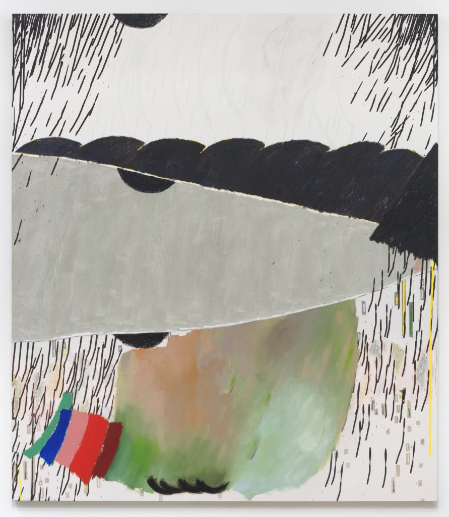 Allison Miller, Door, 2015. Oil, oil stick, oil pastel, and acrylic on canvas. 60 x 52.5 inches.