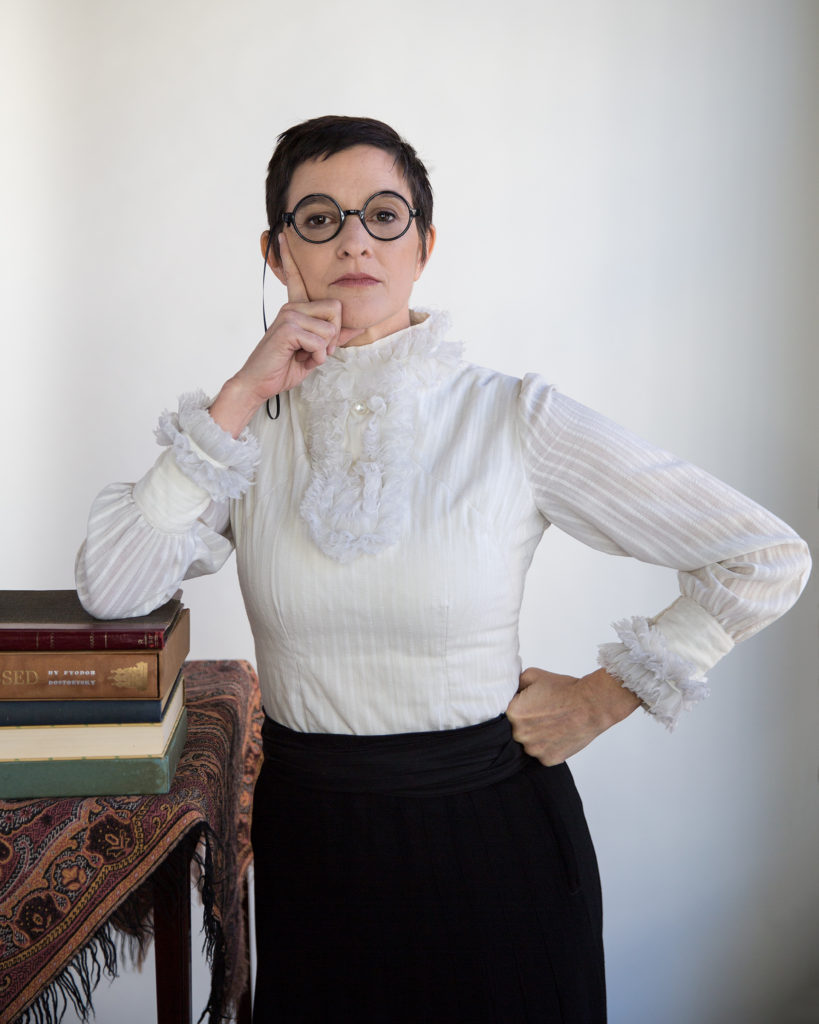 Author as Emma Goldman for "Resurrecting Matilda", a project by Allison Stewart and Mary Anna Pomonis, 2016. http://www.resurrectingmatilda.com